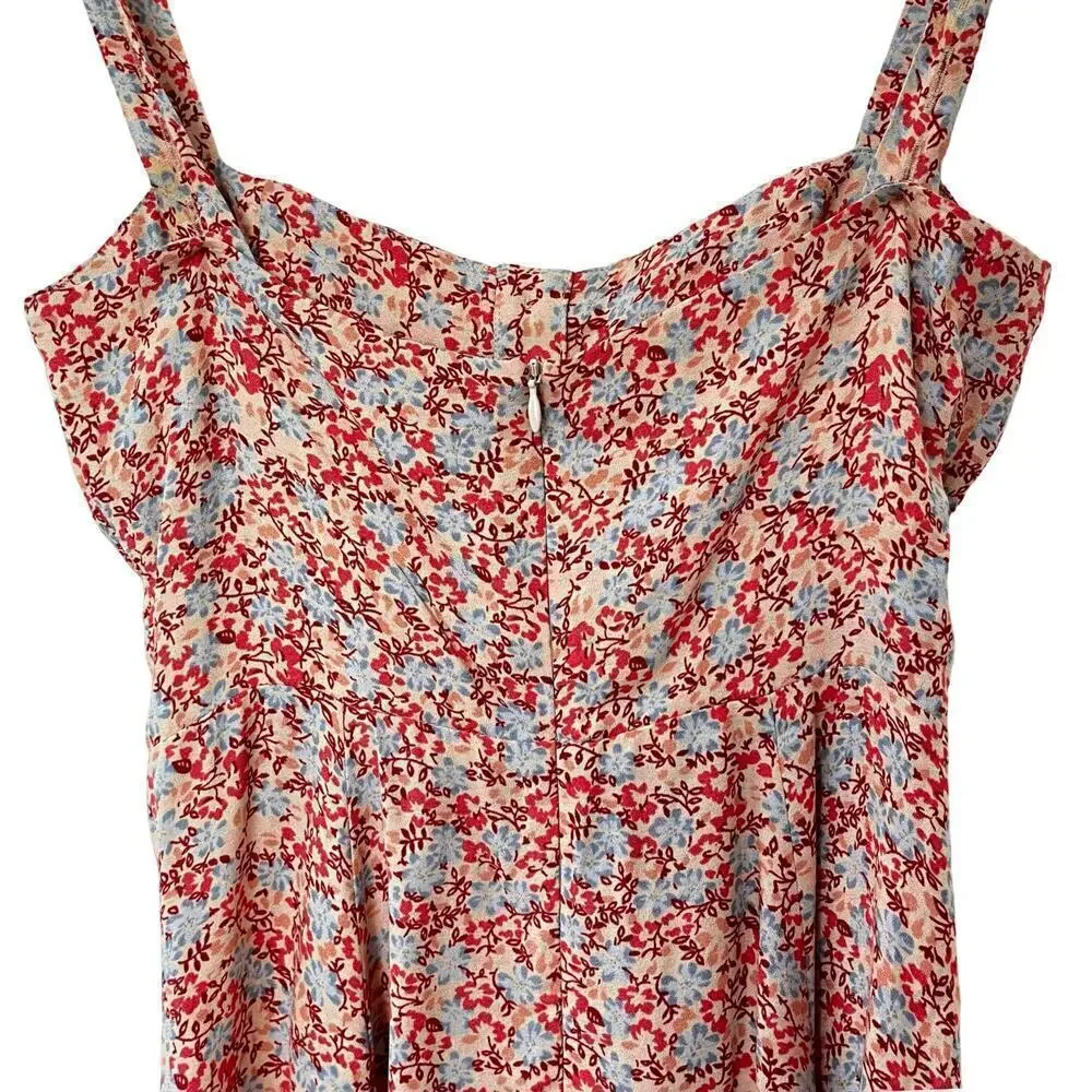 Reformation Jessa Floral Mini Dress Size 2 Pink Dulce Sweetheart‎ Neckline